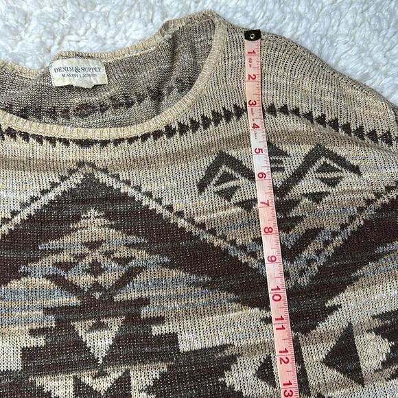 Denim & Supply Ralph Lauren Brown Cream Western Knit Sweater Geometric CA13 - Picture 8 of 12